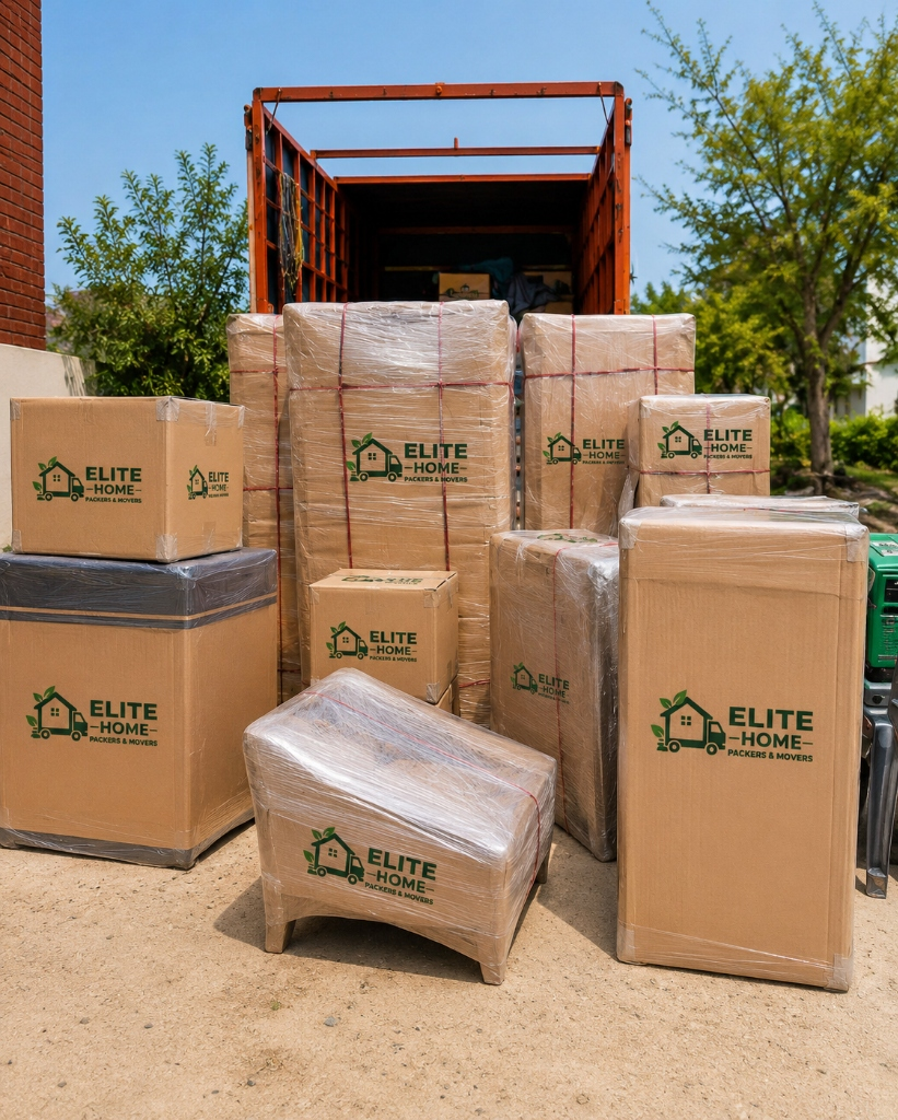 Movers packing household items in Lucknow for intercity transfer